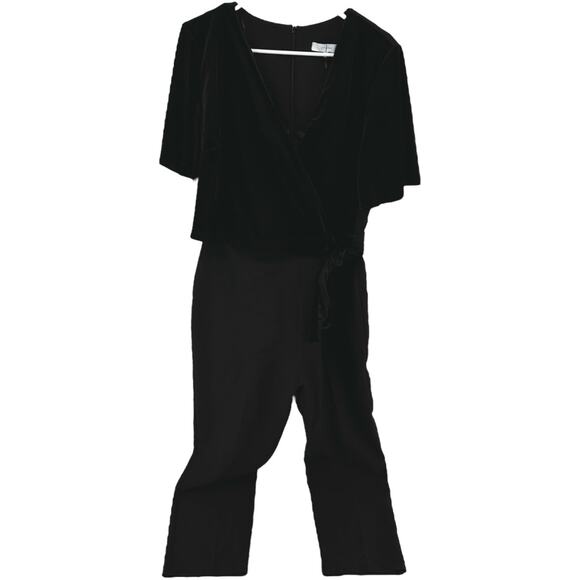 Jasper Conran Jumpsuit Short Sleeve Wrap V-Neck Straight Leg Black 16 NWT - Picture 1 of 5